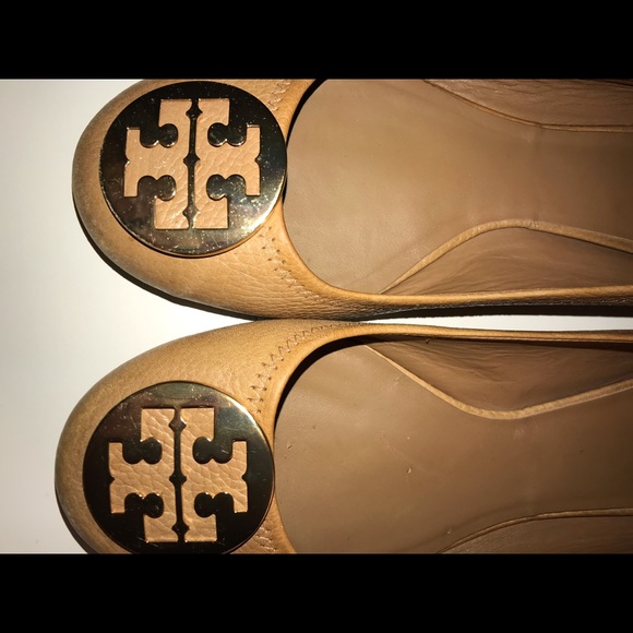 Tory Burch Reva Ballet Flats Royal Tan/Gold - Picture 4 of 5